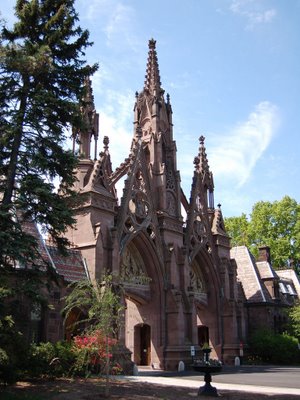 The gorgeous Greenwood Cemetery gate in morning light.